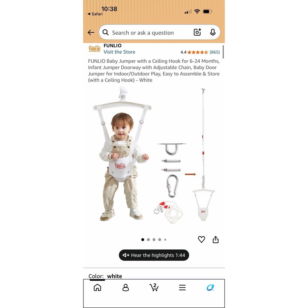 Funlio White Baby Bouncer Door Jumper